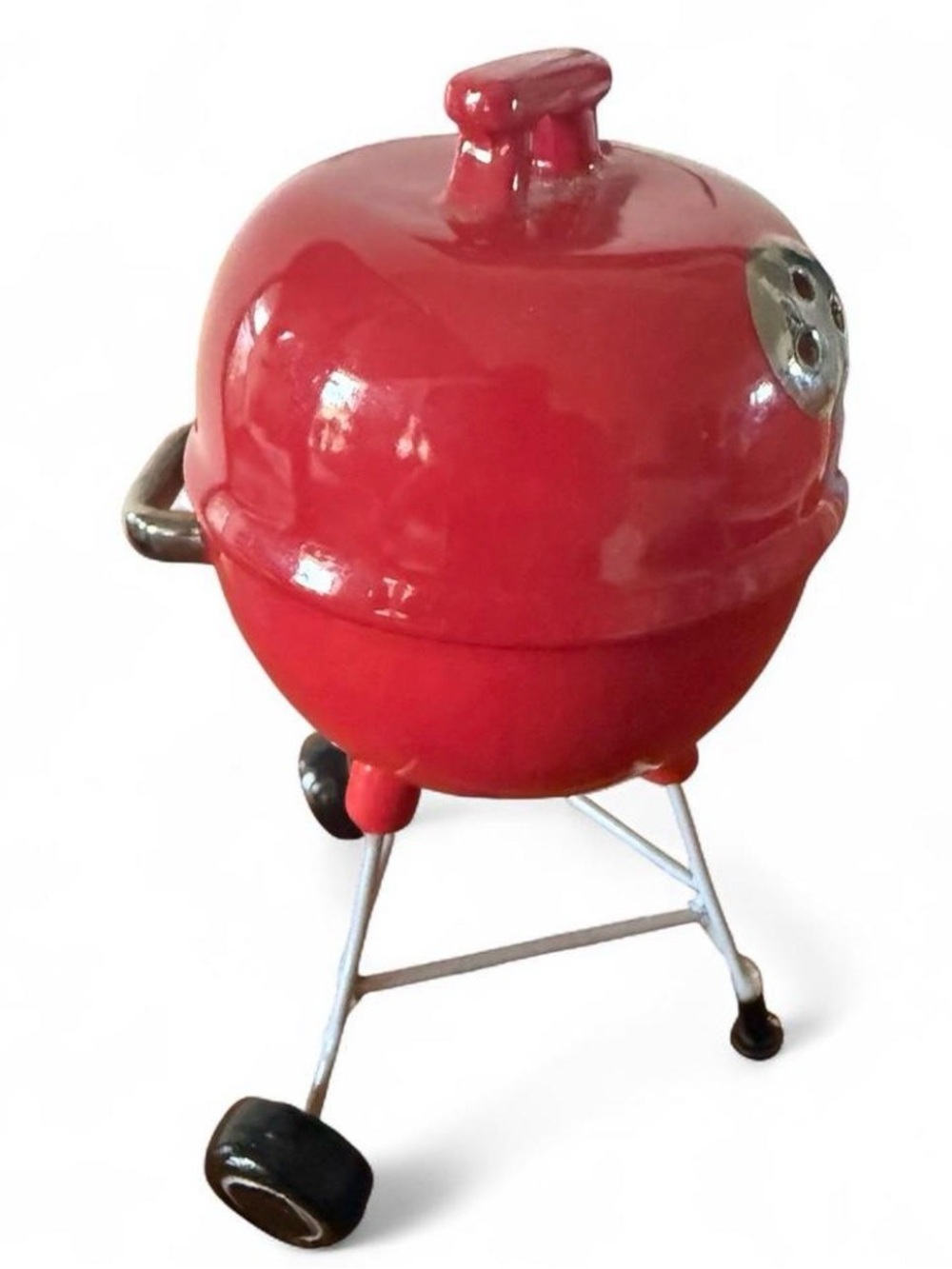 Vintage Red mini BBQ grill Salt and pepper set